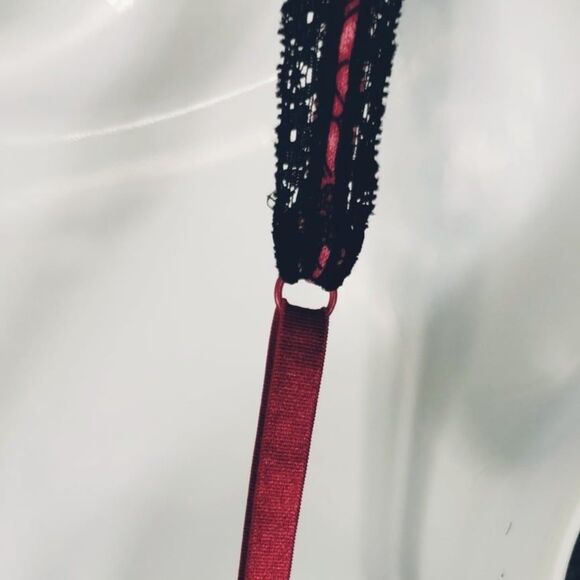 La Lingerie Nightie Women's M Pink Black Floral Lace Ruffle Soft Stretchy Modal - Picture 6 of 11